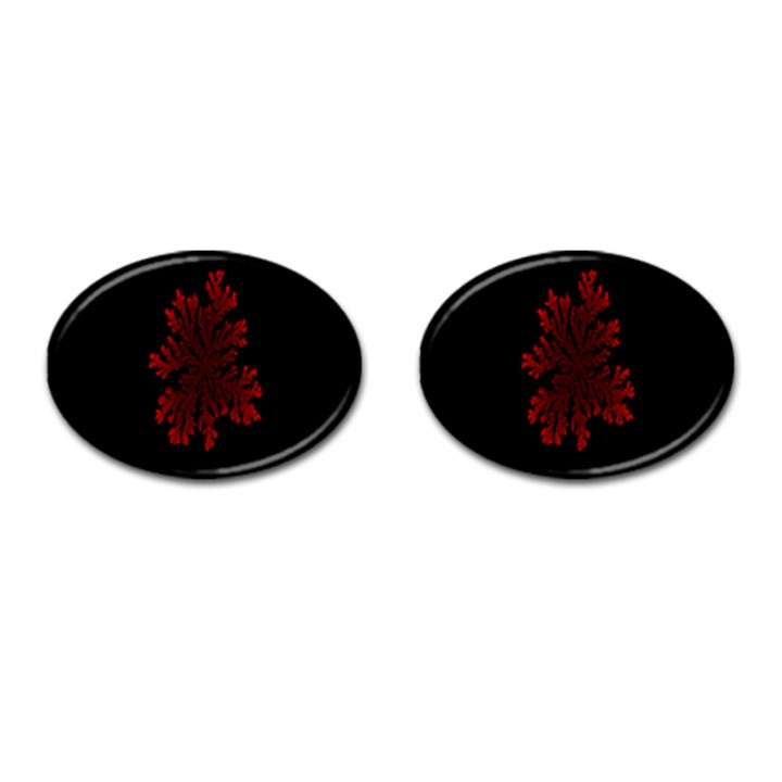 Dendron Diffusion Aggregation Flower Floral Leaf Red Black Cufflinks (Oval)