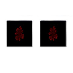 Dendron Diffusion Aggregation Flower Floral Leaf Red Black Cufflinks (square) by Mariart