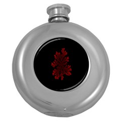 Dendron Diffusion Aggregation Flower Floral Leaf Red Black Round Hip Flask (5 Oz) by Mariart