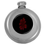 Dendron Diffusion Aggregation Flower Floral Leaf Red Black Round Hip Flask (5 oz) Front