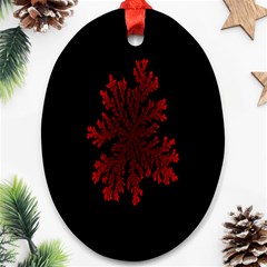 Dendron Diffusion Aggregation Flower Floral Leaf Red Black Oval Ornament (two Sides) by Mariart