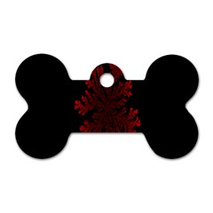 Dendron Diffusion Aggregation Flower Floral Leaf Red Black Dog Tag Bone (two Sides) by Mariart