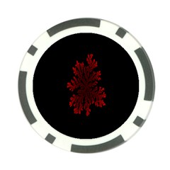 Dendron Diffusion Aggregation Flower Floral Leaf Red Black Poker Chip Card Guard by Mariart