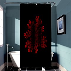 Dendron Diffusion Aggregation Flower Floral Leaf Red Black Shower Curtain 36  X 72  (stall)  by Mariart