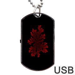 Dendron Diffusion Aggregation Flower Floral Leaf Red Black Dog Tag Usb Flash (two Sides) by Mariart