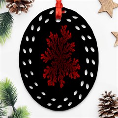 Dendron Diffusion Aggregation Flower Floral Leaf Red Black Ornament (oval Filigree) by Mariart