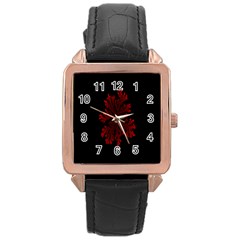 Dendron Diffusion Aggregation Flower Floral Leaf Red Black Rose Gold Leather Watch  by Mariart