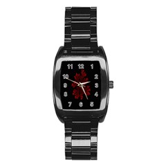 Dendron Diffusion Aggregation Flower Floral Leaf Red Black Stainless Steel Barrel Watch by Mariart