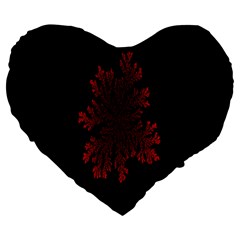 Dendron Diffusion Aggregation Flower Floral Leaf Red Black Large 19  Premium Flano Heart Shape Cushions by Mariart