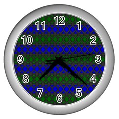 Diamond Alt Blue Green Woven Fabric Wall Clocks (silver)  by Mariart