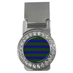 Diamond Alt Blue Green Woven Fabric Money Clips (cz) 