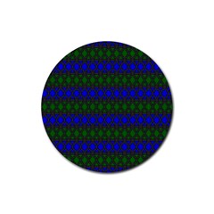 Diamond Alt Blue Green Woven Fabric Rubber Round Coaster (4 Pack)  by Mariart