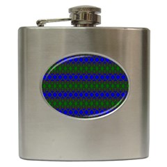 Diamond Alt Blue Green Woven Fabric Hip Flask (6 Oz) by Mariart