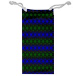 Diamond Alt Blue Green Woven Fabric Jewelry Bag Front