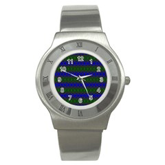 Diamond Alt Blue Green Woven Fabric Stainless Steel Watch by Mariart