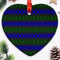 Diamond Alt Blue Green Woven Fabric Heart Ornament (two Sides) by Mariart