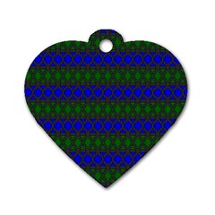 Diamond Alt Blue Green Woven Fabric Dog Tag Heart (one Side) by Mariart