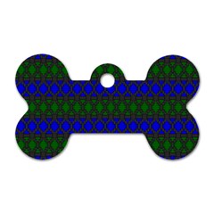 Diamond Alt Blue Green Woven Fabric Dog Tag Bone (one Side) by Mariart