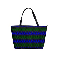 Diamond Alt Blue Green Woven Fabric Shoulder Handbags by Mariart