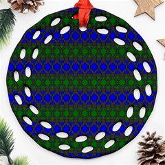 Diamond Alt Blue Green Woven Fabric Ornament (round Filigree) by Mariart