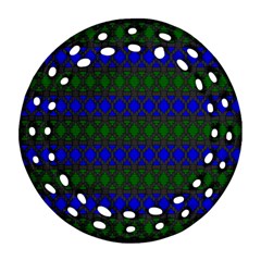 Diamond Alt Blue Green Woven Fabric Round Filigree Ornament (two Sides) by Mariart