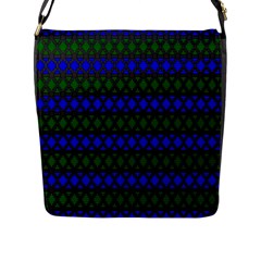 Diamond Alt Blue Green Woven Fabric Flap Messenger Bag (l)  by Mariart