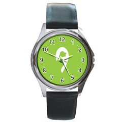 Dog Green White Animals Round Metal Watch