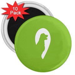 Dog Green White Animals 3  Magnets (10 Pack) 