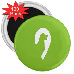 Dog Green White Animals 3  Magnets (100 Pack)