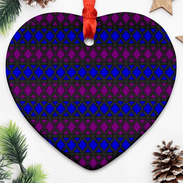 Diamond Alt Blue Purple Woven Fabric Ornament (Heart)