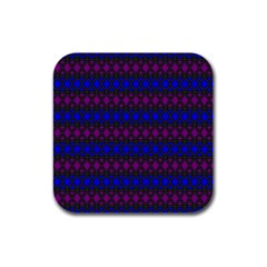 Diamond Alt Blue Purple Woven Fabric Rubber Square Coaster (4 Pack) 