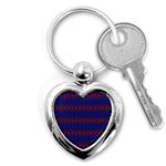 Diamond Alt Blue Purple Woven Fabric Key Chains (Heart)  Front