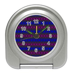 Diamond Alt Blue Purple Woven Fabric Travel Alarm Clocks by Mariart