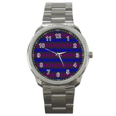 Diamond Alt Blue Purple Woven Fabric Sport Metal Watch by Mariart