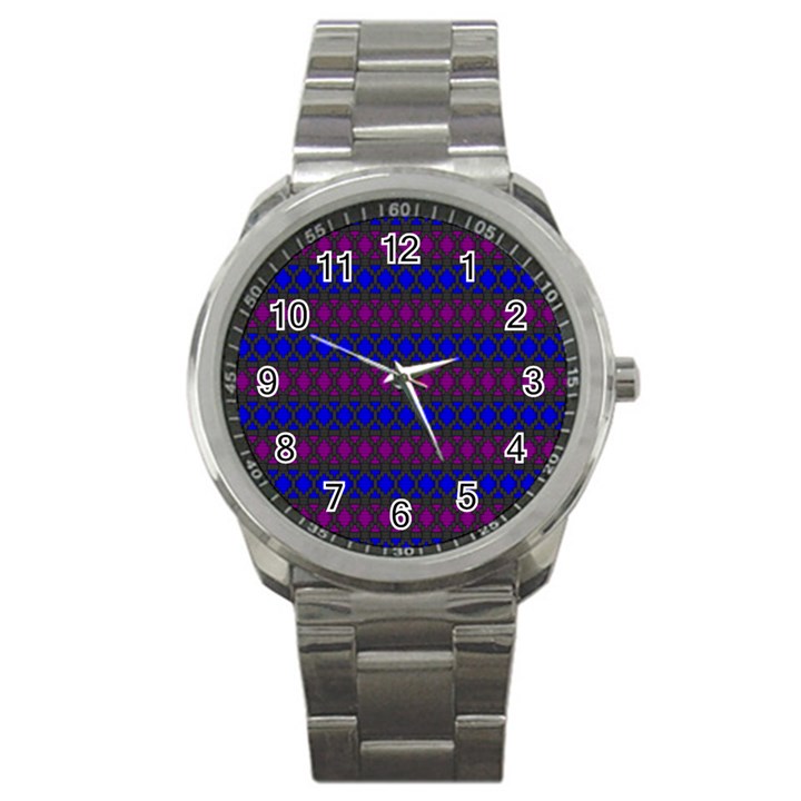 Diamond Alt Blue Purple Woven Fabric Sport Metal Watch