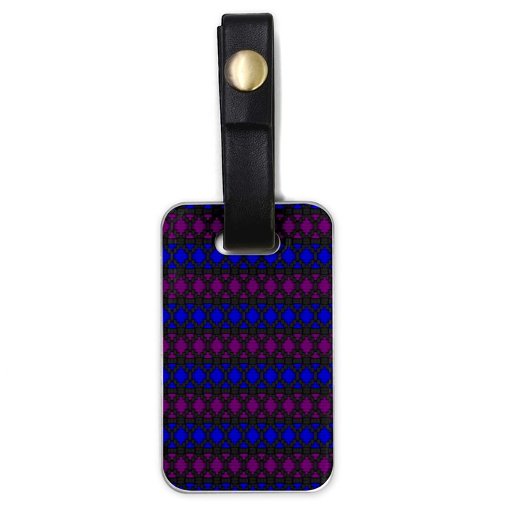 Diamond Alt Blue Purple Woven Fabric Luggage Tags (One Side) 