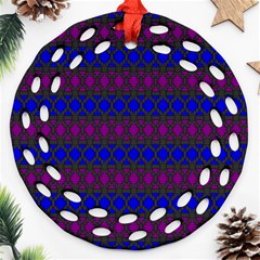 Diamond Alt Blue Purple Woven Fabric Round Filigree Ornament (two Sides) by Mariart