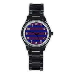 Diamond Alt Blue Purple Woven Fabric Stainless Steel Round Watch by Mariart