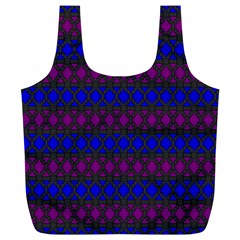 Diamond Alt Blue Purple Woven Fabric Full Print Recycle Bags (l)  by Mariart