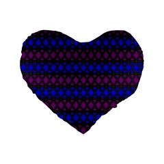 Diamond Alt Blue Purple Woven Fabric Standard 16  Premium Flano Heart Shape Cushions by Mariart