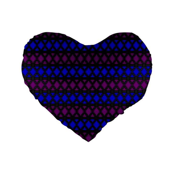 Diamond Alt Blue Purple Woven Fabric Standard 16  Premium Flano Heart Shape Cushions