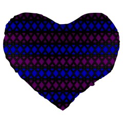 Diamond Alt Blue Purple Woven Fabric Large 19  Premium Flano Heart Shape Cushions by Mariart