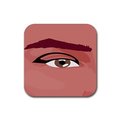 Eye Difficulty Red Rubber Coaster (Square) 