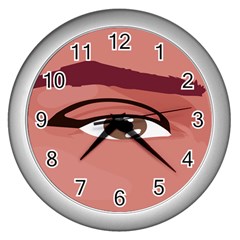 Eye Difficulty Red Wall Clocks (Silver) 