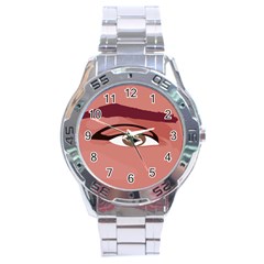 Eye Difficulty Red Stainless Steel Analogue Watch