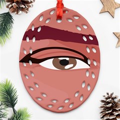 Eye Difficulty Red Ornament (Oval Filigree)