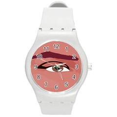 Eye Difficulty Red Round Plastic Sport Watch (M)