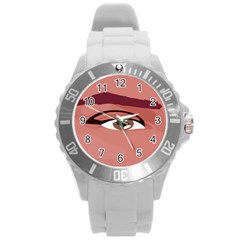 Eye Difficulty Red Round Plastic Sport Watch (L)