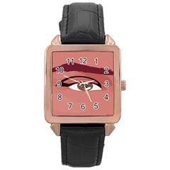 Eye Difficulty Red Rose Gold Leather Watch 