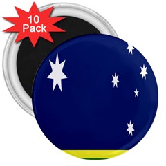 Flag Star Blue Green Yellow 3  Magnets (10 Pack) 